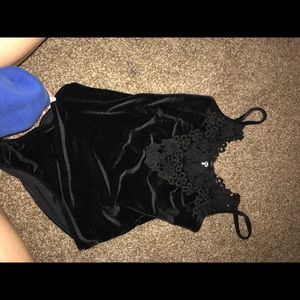 velvet floral/lace body suit